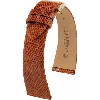 Módní doplněk Kožený řemínek Hirsch Lizard M 01866170-1, hnědý, ještěrčí kůže, délka M, Quick Release