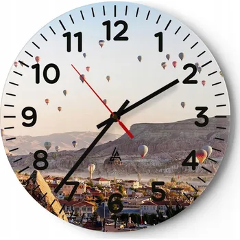 Hodiny Nástěnné hodiny do obýváku 40x40 Město Kulatý Hodiny na skle Loft Tiché