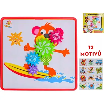 Hračka pro nejmenší Mozaika s pohyblivými kolečky + 12 druhů obrázků v krabičce