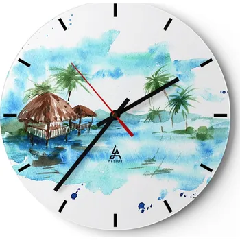 Hodiny Nástěnné hodiny do kuchyně 30x30 Krajina Skleněné hodiny do obýváku Tiché