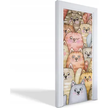 Fototapeta Ozdobná samolepící nálepka na dveře skříně Dav koček 75 x 205 cm