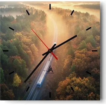 Hodiny Velké nástěnné hodiny 40x40 cm - Tiché skleněné hodiny s dopravním motivem