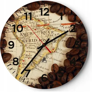 Hodiny Velké nástěnné hodiny 40x40 Mapa světa Skleněné hodiny Kulatý Tiché