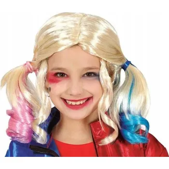 Karnevalová paruka PARUKA HARLEY QUINN COPY S BAREVNÝMI KONCI