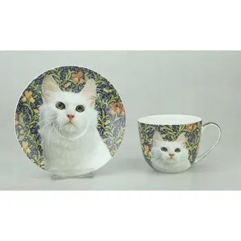 P4Y, šálek 280 ml s podšálkem - WILLIAM MORRIS CAT, kočka