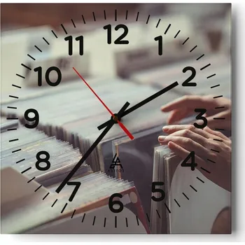 Hodiny Nástěnné hodiny do obýváku 40x40 Hudební motiv Tichý chod Skleněné hodiny