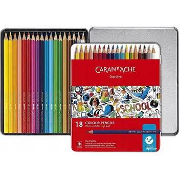 Pastelka Akvarelové Pastelky Caran d'Ache Swiscolor, 18 barev, kovové pouzdro