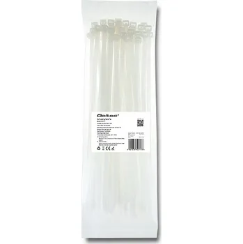 Organizace kabelů Qoltec Stahovací pásky / stahovací pásky 7.2*300mm Nylon UV Bílé 50 kusů!