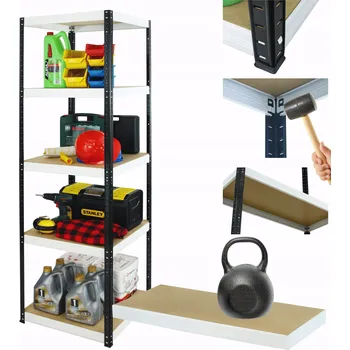 Dílenský regál Kovový regál skladový stojan HELIOS 213x30x30cm 5 polic x 175kg nosnost, kombinovatelný