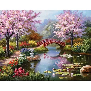 Diamantové malování DIAMANTOVÁ VÝŠIVKA Diamond Painting Mozaika Jarní relax 45x55 cm Sada 5D