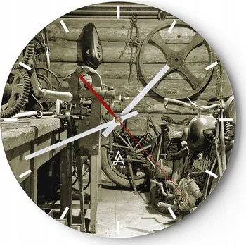 Hodiny Velké nástěnné hodiny 40x40 Motorka Skleněné hodiny Kulatý Tiché