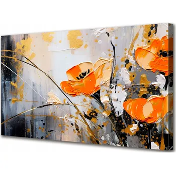 Obraz Obraz Na Plátně Do pokoje Květiny Umění Zlato 140x80 cm