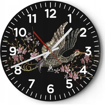 Hodiny Kuchyňské nástěnné hodiny 30x30 Pták Moderní skleněné hodiny do obýváku Tiché