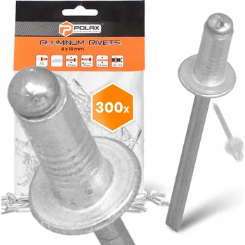 Nýt 300x TRHACÍ NÝTY 4x10 mm HLINÍKOVÉ Pozinkované ODOLNÉ Nýt STŘÍBRNÉ 9T