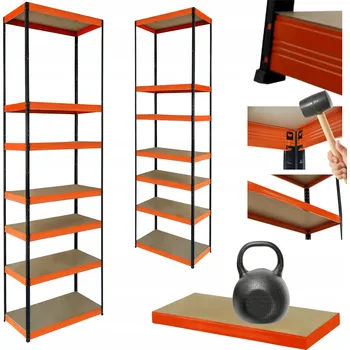 Dílenský regál Kovový regál do skladu HELIOS 270x35x35cm, 7 polic, nosnost 175kg VYSOKÝ