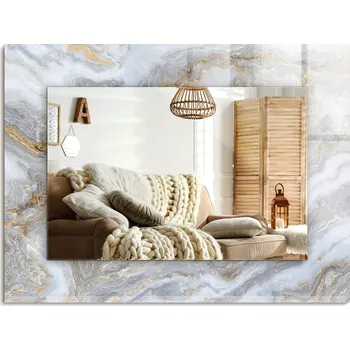 Zrcadlo Zrcadlo na zeď s grafikou na skle Mramor vzor textura 80x60 cm