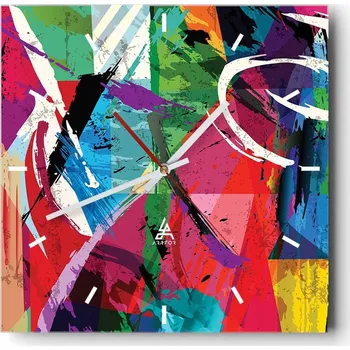 Hodiny Velké nástěnné hodiny 40x40 Abstrakce Skleněné tiché hodiny