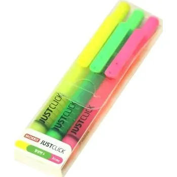Zvýrazňovač MORRIS zvýrazňovač fluorescenční JUST CLICK Highlighter, sada 3ks, B0768-1