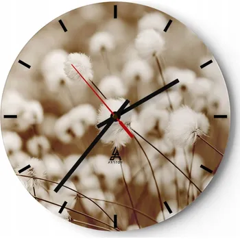 Hodiny Nástěnné hodiny do kuchyně 30x30 Květ Příroda Skleněné hodiny do obýváku Tiché
