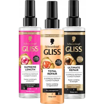 Gliss Total Repair Expresní Kondicionér pro Suché a Poškozené Vlasy 200 ml x3