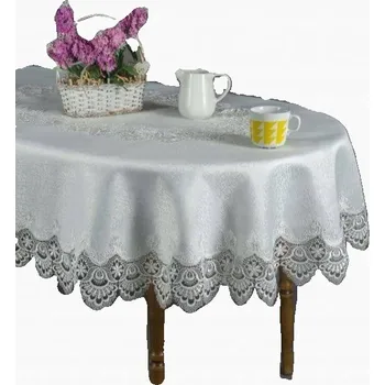 ubrus UBRUS NA STŮL S GIPUROU ELEGANTNÍ 130X160CM BÍLÝ RYCHLESCHNOUCÍ OVÁLNÝ