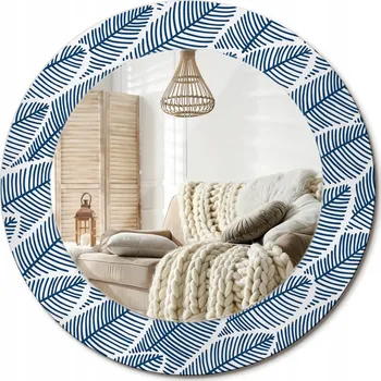 Zrcadlo Zrcadlo s ozdobným okrajem z tvrzeného skla, průměr 50 cm, listy