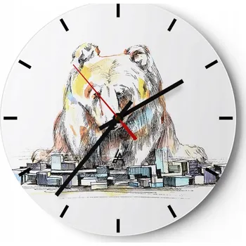 Hodiny Nástěnné hodiny do kuchyně 30x30 Zvířata Skleněné hodiny do obýváku Tiché