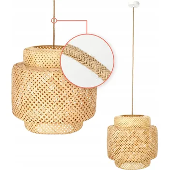 Boho Závěsné svítidlo BONN RW pletené stínidlo VELKÉ 40cm E27 bílá stropní rozeta