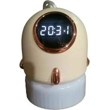 Lampička Noční lampa s projektorem a hodinami - ecru/béžová - Den dětí