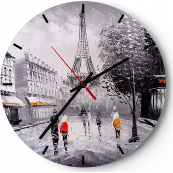 Hodiny Nástěnné hodiny do kuchyně 30x30 Město Skleněné hodiny do obýváku Loft Tiché