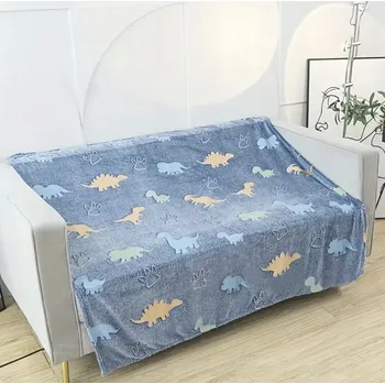 deka SVÍTÍCÍ DEKA VE TMĚ 150X200 DINOSAUŘI MĚKKÁ PŘÍJEMNÁ FLEECE DEKA PRO DĚTI GLOW