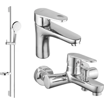 Vodovodní baterie MEXEN/S - Kama DS05 Set umyvadlové a vanové baterie s příslušenstvím, chrom 72503DS05-00