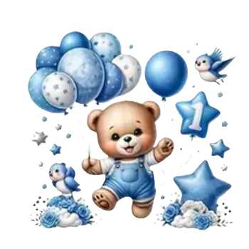 Nažehlovací obrázek - medvídek s balónky III (7,6 x 8,0 cm)