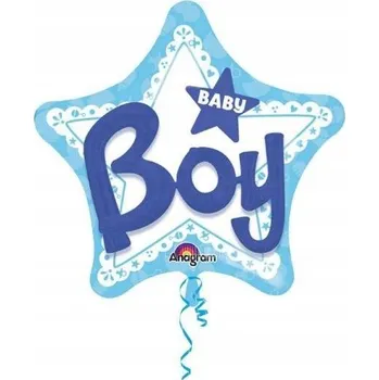 Balónek Fóliový balónek modrý baby BOY srdce chlapeček