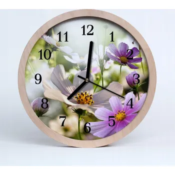 Hodiny Rustikální nástěnné hodiny do loftu Kosmos s květinami