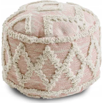 Taburet Bavlněná Taburet Podnožka válec 50x50 BOHO růžová #D1940