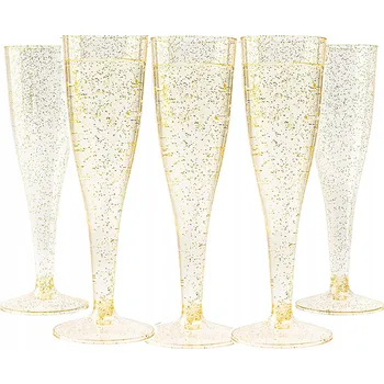 Sklenice Plastové skleničky na šampaňské zlaté PREMIUM 10 Kusů na Silvestra, svatba nebo narozeniny