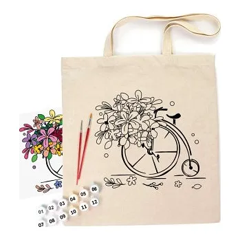 Bavlněná taška s motivem pro pomalování 38x42cm – Květinové kolo (Bavlněná taška s motivem pro pomalování 38x42cm – Květinové kolo)
