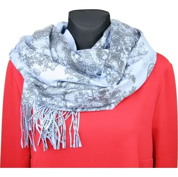 Šála Dámská šála modročerná se zvířaty a stromy 2v1 (Oboustranný dámský šál )