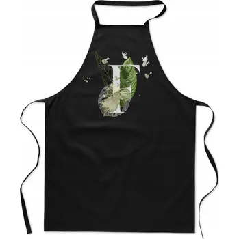 Kuchyňská zástěra KUCHYŇSKÁ ZÁSTĚRA černá S PÍSMENEM F jméno monogram Franek Faustyna FA_400_cz