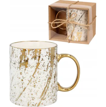 Bílo-Zlatý Porcelánový Hrneček Jako Dárek 340 ml