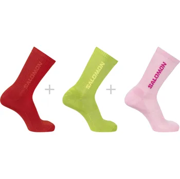 Dámské ponožky Salomon Everyday Crew 3-Pack LC2628700 - flame scarlet/dark citron/fairy tale 45-47