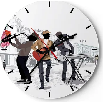 Hodiny Nástěnné hodiny do kuchyně 30x30 Hudba Skleněné hodiny do obýváku Loft Tiché