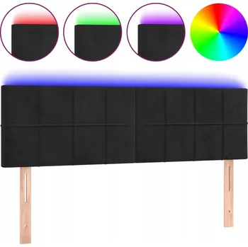 Čelo postele LED sametové 144x78/88 černé