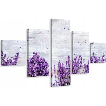 Obraz Vícedílný obraz Levandule – Rustikální dřevo 3D 250x150 cm