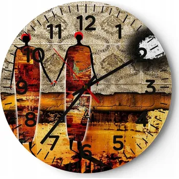 Hodiny Velké nástěnné hodiny 40x40 cm Lidé Skleněné hodiny Kulatý Tiché