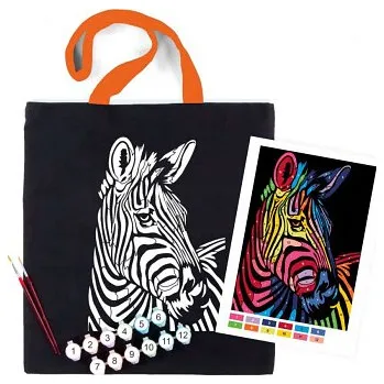 Nákupní taška Bavlněná taška s motivem pro pomalování 38x42cm – Zebra (Bavlněná taška s motivem pro pomalování 38x42cm – Zebra)
