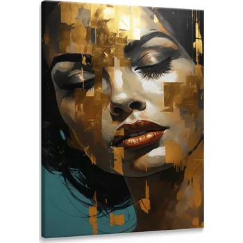 Obraz Nástěnný obraz Zlatý PORTRET Žena Tvář Styl Glamour Abstrakce 30x40