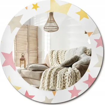 Zrcadlo Zrcadlo s potiskem do koupelny ložnice obývacího pokoje fi 60 cm Pastelové hvězdy