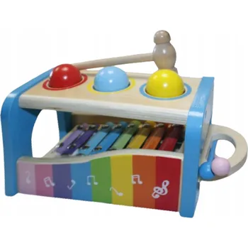 Hračka pro nejmenší VKLÁDAČKA VZDĚLÁVACÍ S ČINELKAMI 2V1 KULIČKY KLADÍVKO 25CM EMAJ